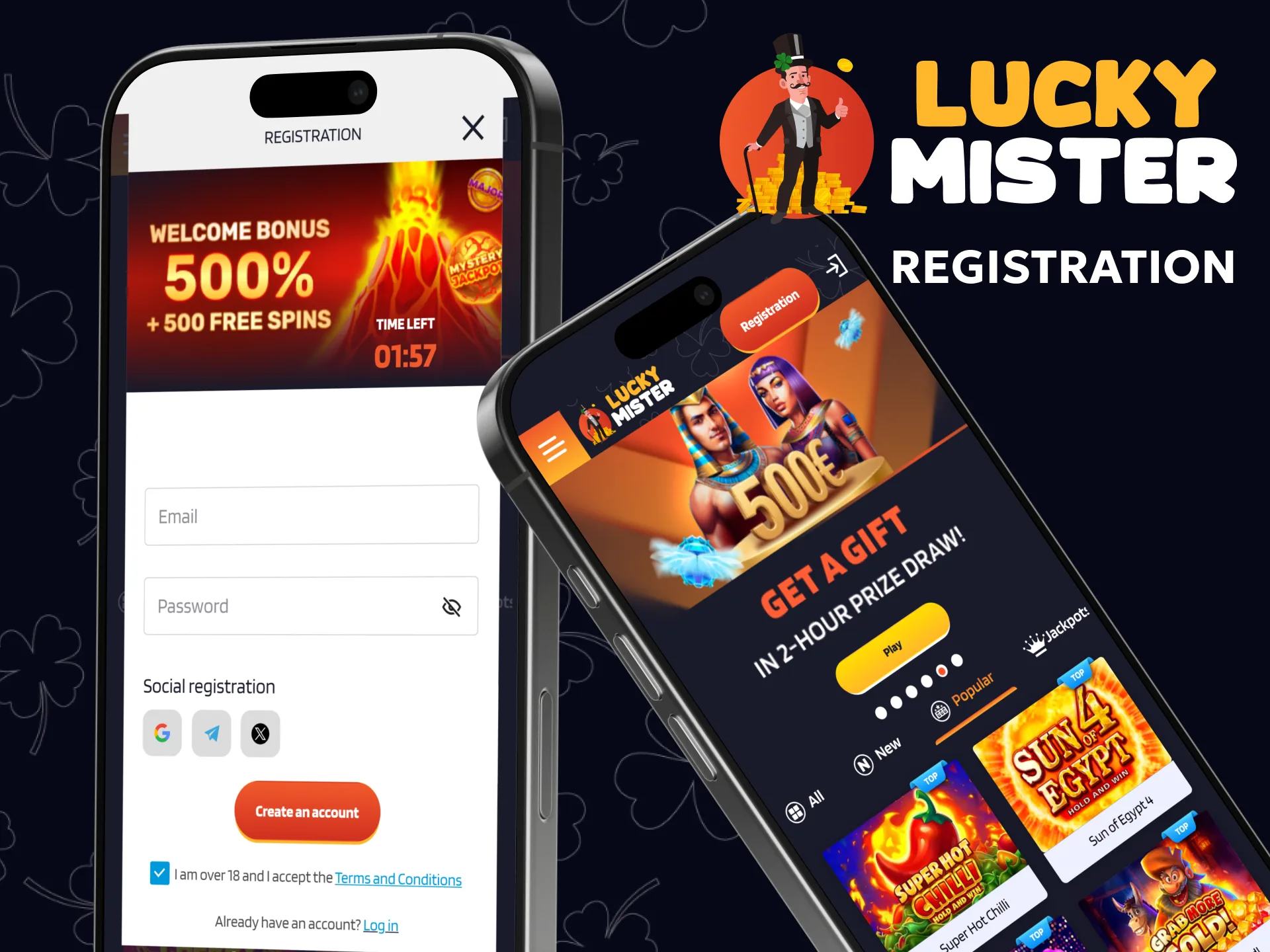 Create an account on Lucky Mister using the official app.