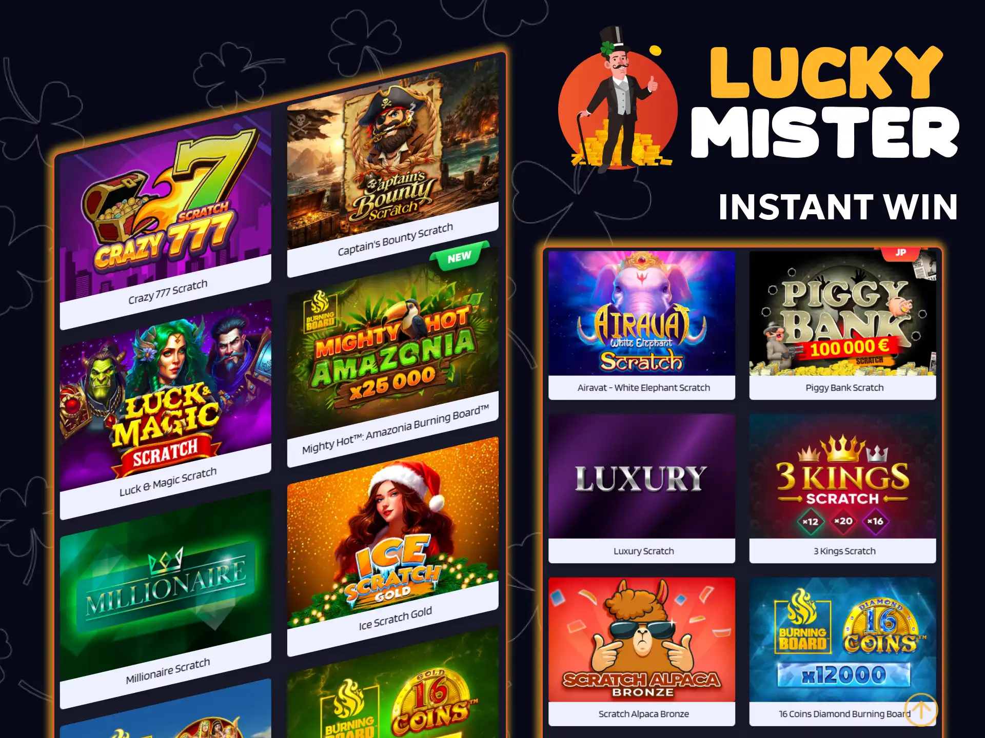 Get quick wins in instant-win games on the Lucky Mister website.