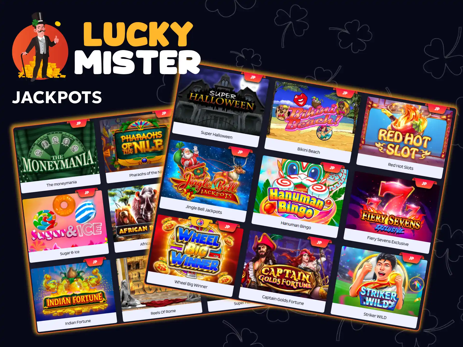 Win big prizes playing jackpot games at Lucky Mister casino.