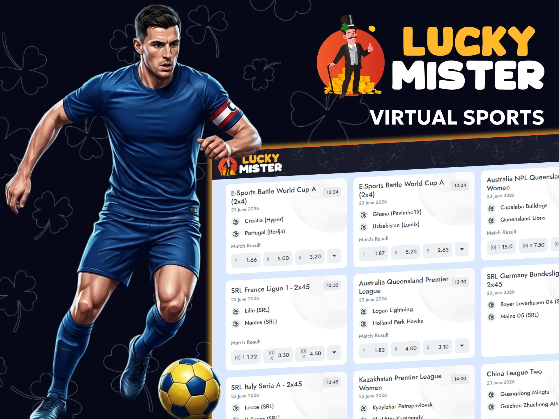 Choose which virtual sports to bet on at Lucky Mister.